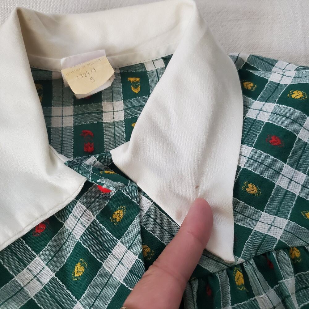 Vintage 70s Green Plaid Dress + Bloomers 5t - Picture 7 of 11